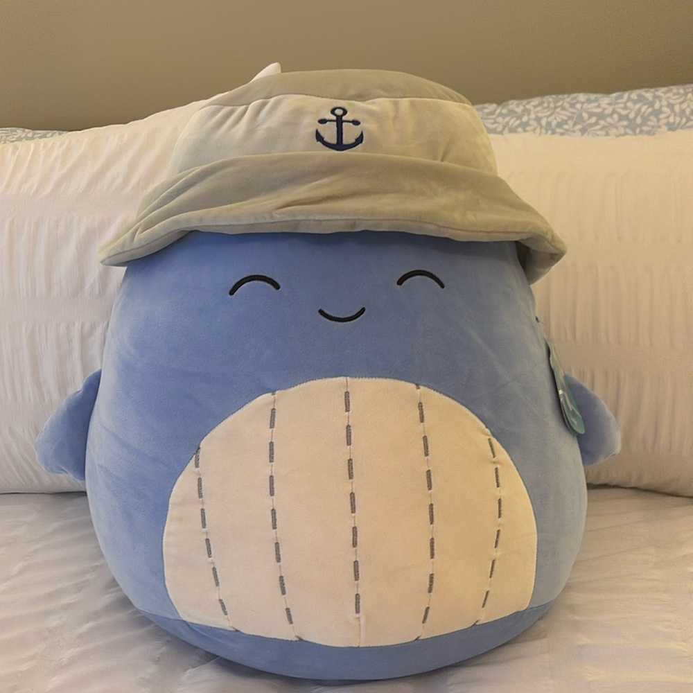 Squishmallows Samir The Blue Whale With Sailor Hat 16” plush - NWT